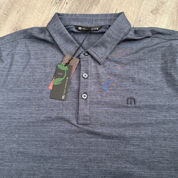Travis Mathew The Heater Polo Mens XL Blue Gray Heathered Golf Shirt NEW - Picture 7 of 8